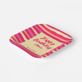 Bedrückte Streifen rosa Pfirsichfarben Geburtstag Pappteller (Gewinkelt)