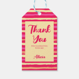 Bedrückte Streifen rosa Pfirsichfarben Vielen Dank Geschenkanhänger