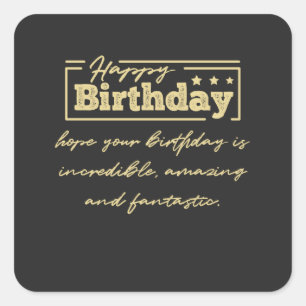 Bedrückte Typografie Glückliche Geburtstagwünsc Quadratischer Aufkleber