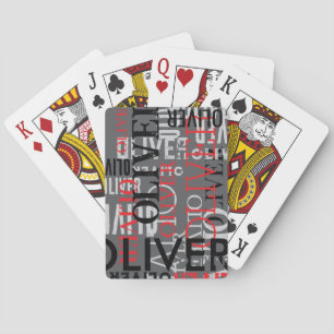 Bedruckte Typografie Name auf Grau Spielkarten
