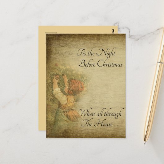 Bedrückte Vintage Nacht vor Weihnachten Postkarte (Vorderseite/Rückseite Beispiel)