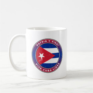 Bedruckte Vintage Patria y Vida Viva Cuba Libre Kaffeetasse