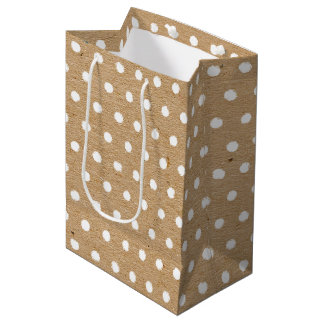 Bedrückte weiße Punkte Muster auf Imitaten Kraft Mittlere Geschenktüte