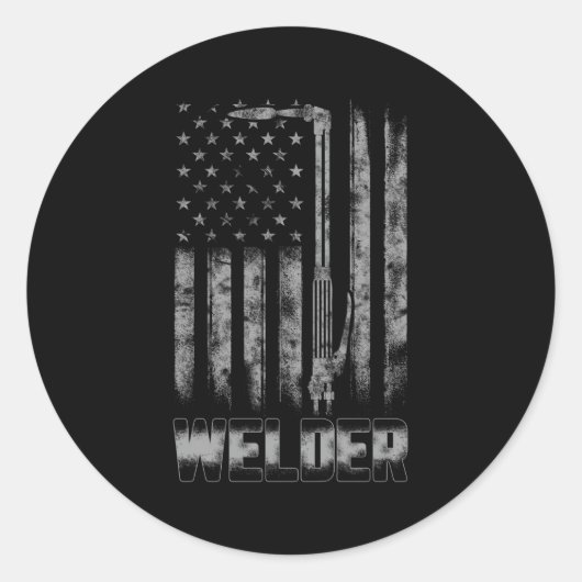 Bedrückte Welder American Flag Usa Patriotic Weld Runder Aufkleber (Vorderseite)