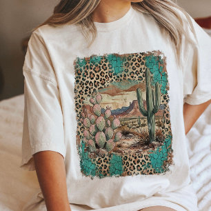 Bedruckte Wüstenkaktus-Leoparden-Optik Western Art Tri-Blend Shirt