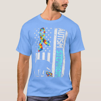 Bedrückter amerikanischer Flag Autism StepMom Bear T-Shirt