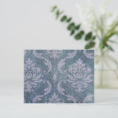 Bedrückter blauer Damast Postkarte (Stehend Vorderseite)