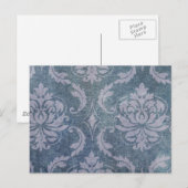 Bedrückter blauer Damast Postkarte (Vorne/Hinten)