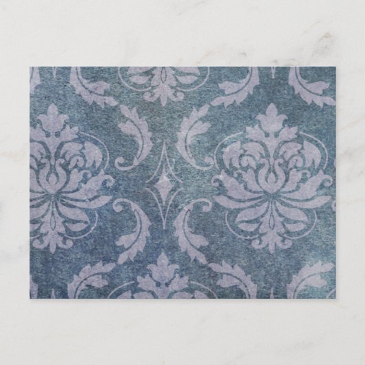 Bedrückter blauer Damast Postkarte (Vorderseite)
