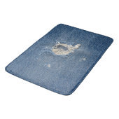Bedruckter blauer Jeansstoff Badematte (Schrägansicht)