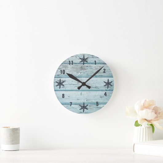 Bedrückter Blauer Strandvogel Runde Wanduhr (Zuhause)