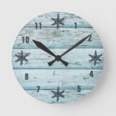 Bedrückter Blauer Strandvogel Runde Wanduhr (Vorderseite)