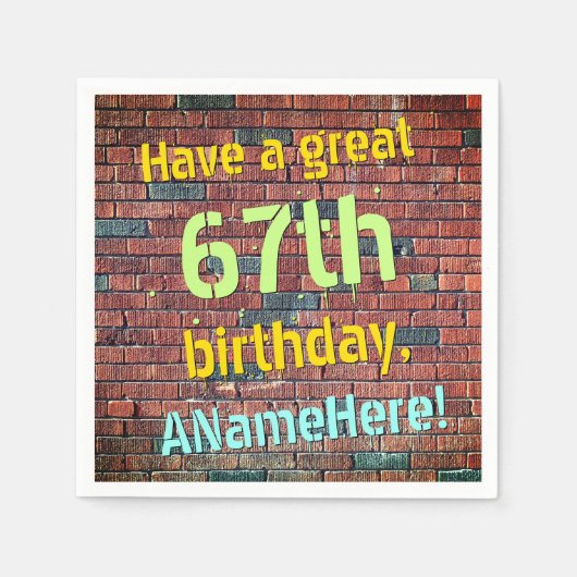 Bedrückter Blick 67. Geburtstagspapier Napkins Serviette (Vorderseite)