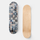 Bedrückter Denim Patchwork Skulls Floral Skateboard (Vorderseite)