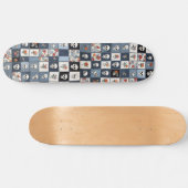 Bedrückter Denim Patchwork Skulls Floral Skateboard (Horizontal)