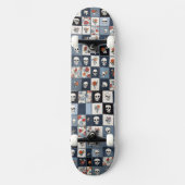 Bedrückter Denim Patchwork Skulls Floral Skateboard (Vorderseite)