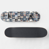 Bedrückter Denim Patchwork Skulls Floral Skateboard (Horizontal)