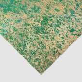 Bedrückter Gold-Spritzer auf grüner Decoupage Seidenpapier (Detail)