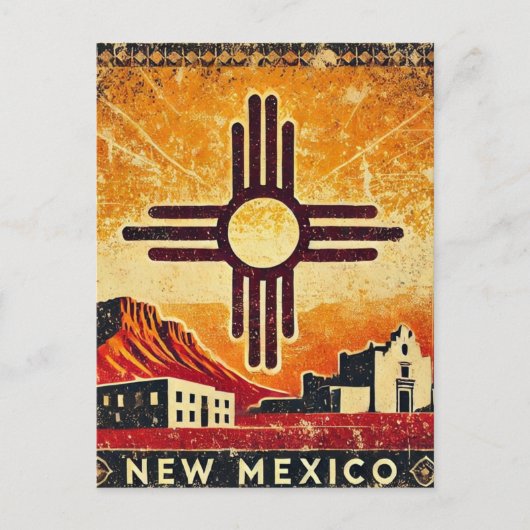 Bedrückter Grunge New Mexico Postkarte (Vorderseite)