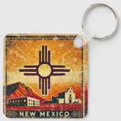 Bedrückter Grunge New Mexico Schlüsselanhänger (Rückseite)