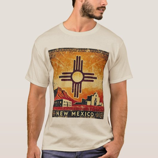 Bedrückter Grunge New Mexico T-Shirt (Vorderseite)