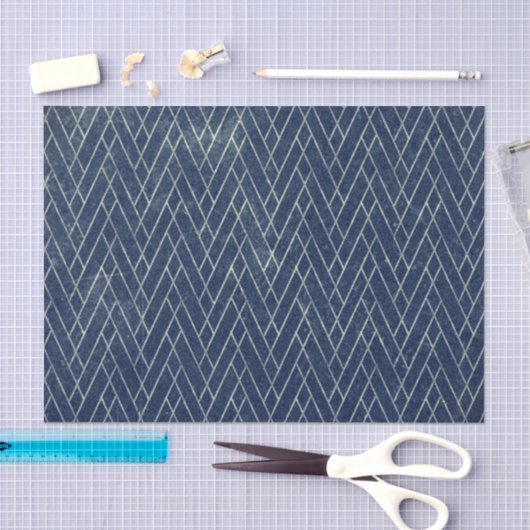 Bedrückter Grunge Textured Geometric Blue Gray Seidenpapier (Handwerk)