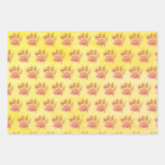 Bedrückter Paint Spritzer Dog Paw Print Geschenkpapier Set (Vorderseite 2)