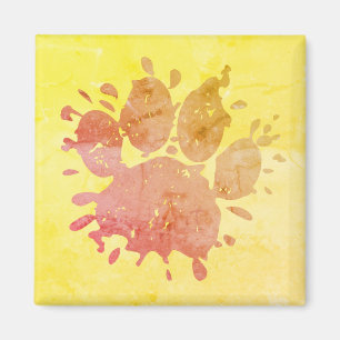 Bedrückter Paint Spritzer Dog Paw Print Magnet