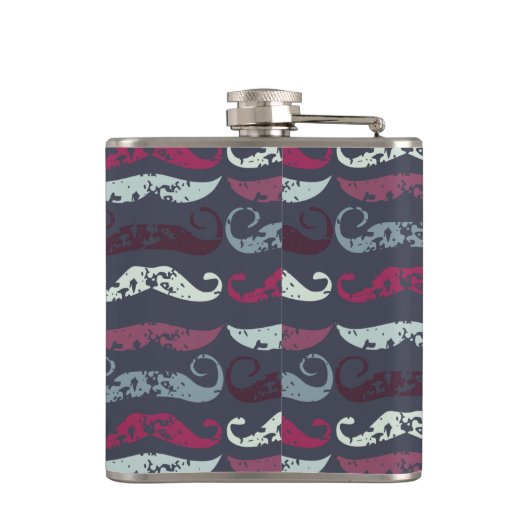 Bedrückter Retro-Schnurrbart Flachmann (Rückseite)