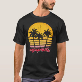 Bedrückter Retro Sunset Exotic Beach w Palmen Bäum T-Shirt