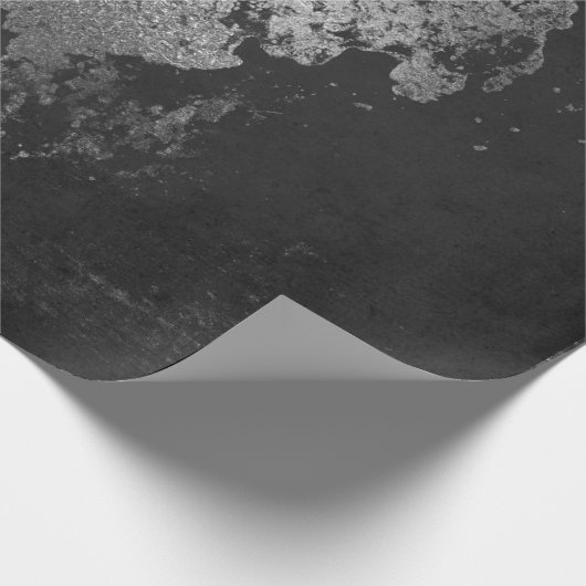 Bedrückter Silberstreifen mit schwarzem Grau Geschenkpapier (Ecke)