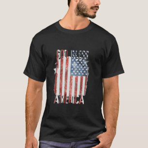 Bedrückter Stil amerikanische Flagge Gott segne Am T-Shirt