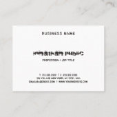 Bedrückter Text Schwarz und Weiß Moderne B&W Elega Visitenkarte (Rückseite)