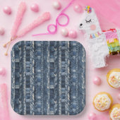 Bedrückter und geflochtener Blauer Jean Denim Pappteller (Party)