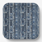 Bedrückter und geflochtener Blauer Jean Denim Pappteller (Vorderseite)