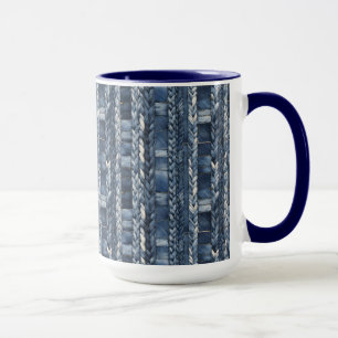 Bedrückter und geflochtener Blauer Jean Denim Tasse