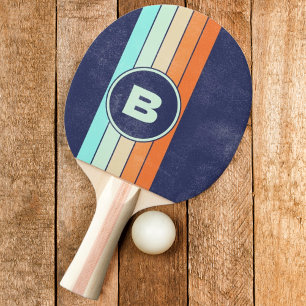 Bedruckter Vintage Retro-Streifen mit Initiale Tischtennis Schläger