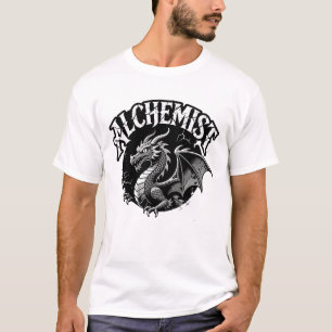 Bedrucktes Alchemist-Shirt mit geflügelter Schlang T-Shirt