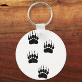 Bedrücktes altes Papier drucken schwarze Bärenpaws Schlüsselanhänger (Rückseite)