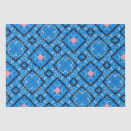 Bedrücktes blaues schwarz rosa Diamantzettel Seidenpapier