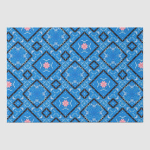 Bedrücktes blaues schwarz rosa Diamantzettel Seidenpapier