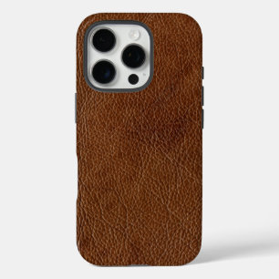 Bedrücktes braunes Lederbild iPhone 16 Pro Hülle