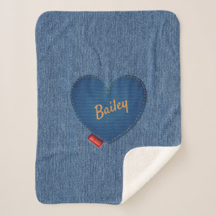 Bedrücktes Denim Pattern Gold Personalisiertes He Sherpadecke