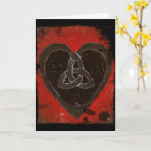 Bedrücktes dunkles rotes keltisches Herz Karte (Gelbe Blume)