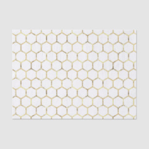 Bedrücktes Gold Foil Honeycomb Muster auf Weiß Seidenpapier