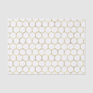 Bedrücktes Gold Foil Honeycomb Muster auf Weiß Seidenpapier