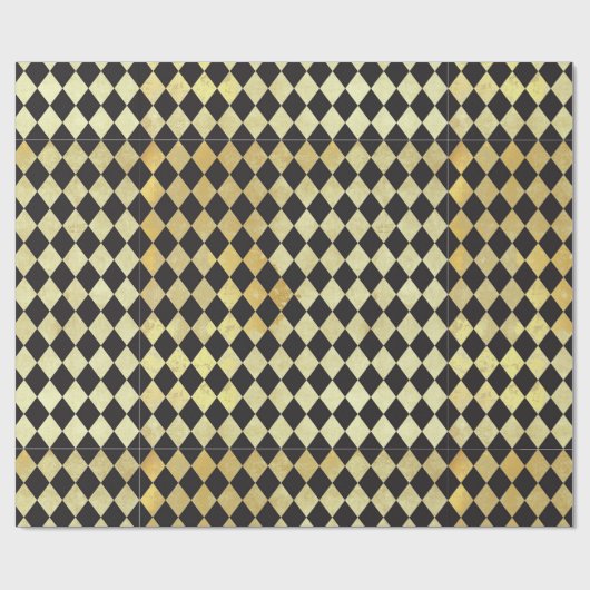 Bedrücktes Gold und Vintages Harlequin Geschenkpapier (Flach)