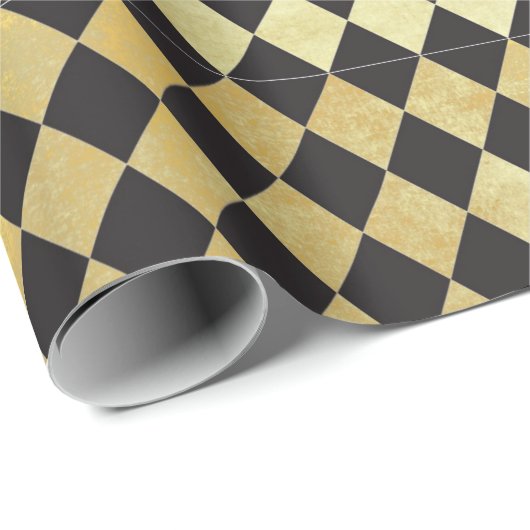 Bedrücktes Gold und Vintages Harlequin Geschenkpapier (Rolleneckpunkt)