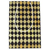 Bedrücktes Gold und Vintages Harlequin Mittlere Geschenktüte (Vorderseite)