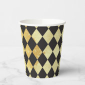 Bedrücktes Gold und Vintages Harlequin Pappbecher (Links)